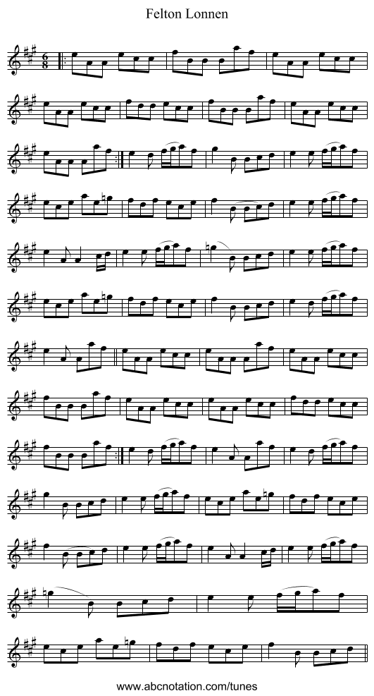 Felton Lonnen - staff notation