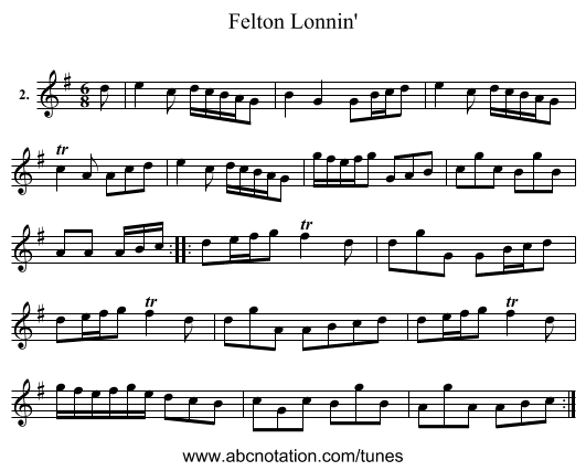Felton Lonnin' - staff notation