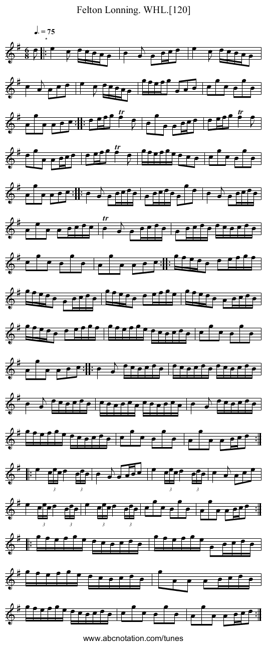Felton Lonning. WHL.[120] - staff notation