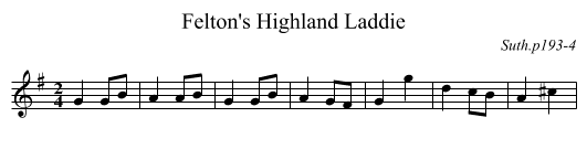 Felton's Highland Laddie - staff notation