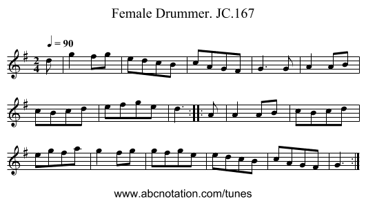 Female Drummer. JC.167 - staff notation