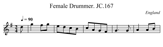 Female Drummer. JC.167 - staff notation