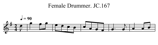 Female Drummer. JC.167 - staff notation
