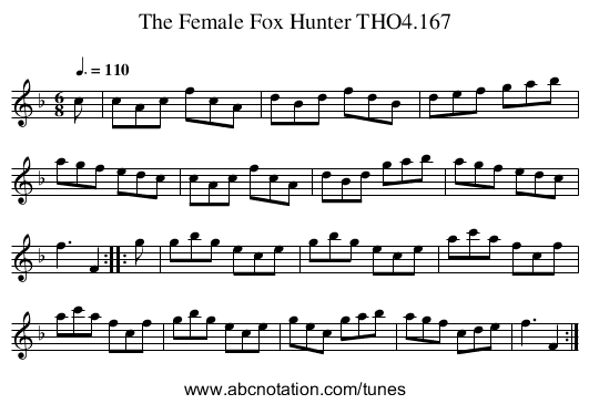 Female Fox Hunter THO4.167, The - staff notation