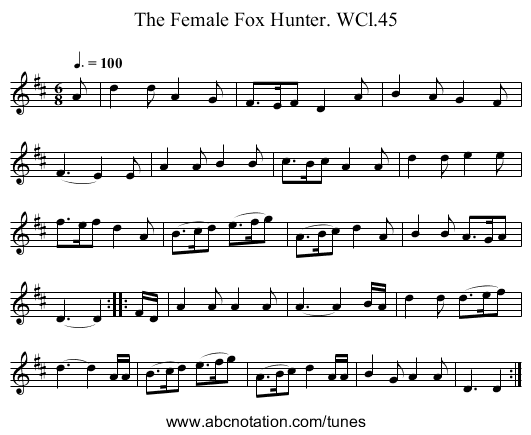 Female Fox Hunter. WCl.45, The - staff notation
