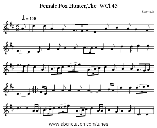 Female Fox Hunter,The. WCl.45 - staff notation