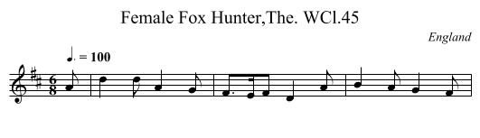 Female Fox Hunter,The. WCl.45 - staff notation