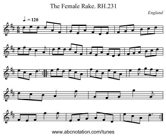 Female Rake. RH.231, The - staff notation