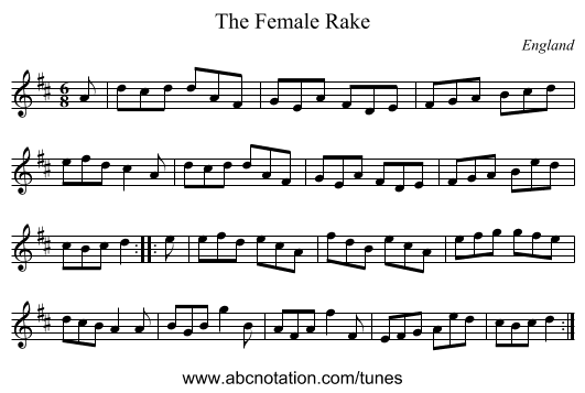 Female Rake, The - staff notation