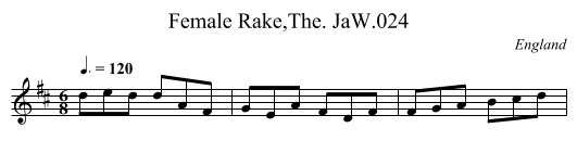 Female Rake,The. JaW.024 - staff notation