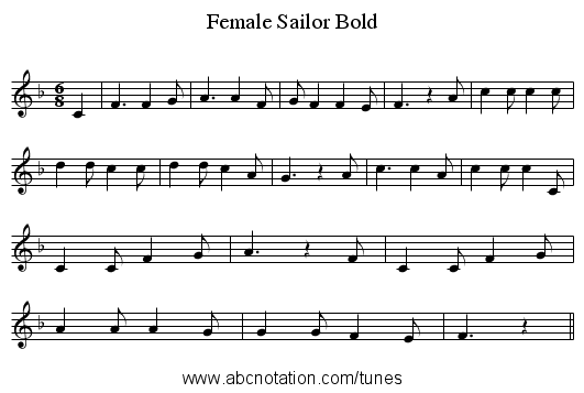 Female Sailor Bold - staff notation