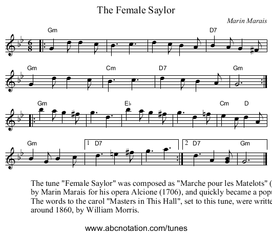 Female Saylor, The - staff notation