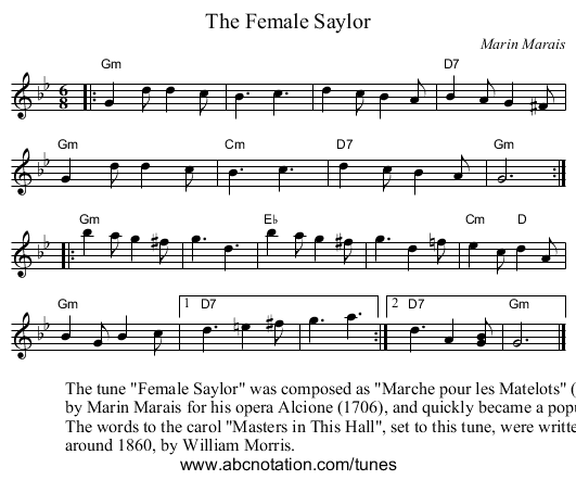 Female Saylor, The - staff notation