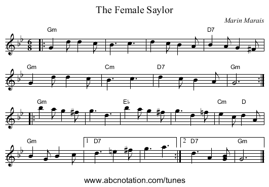 Female Saylor, The - staff notation