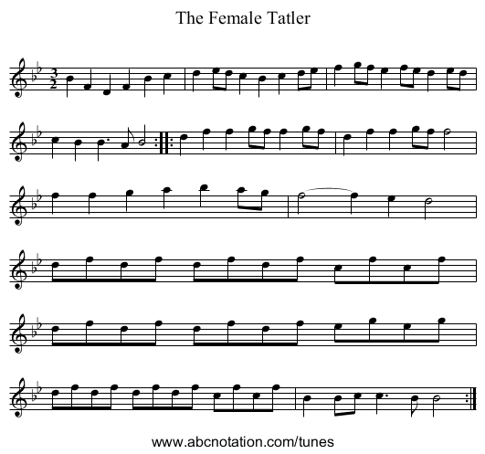 Female Tatler, The - staff notation
