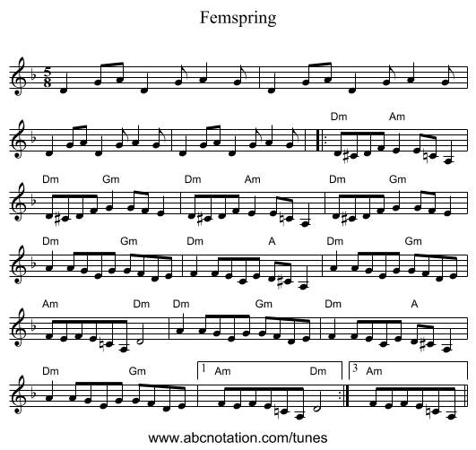 Femspring - staff notation