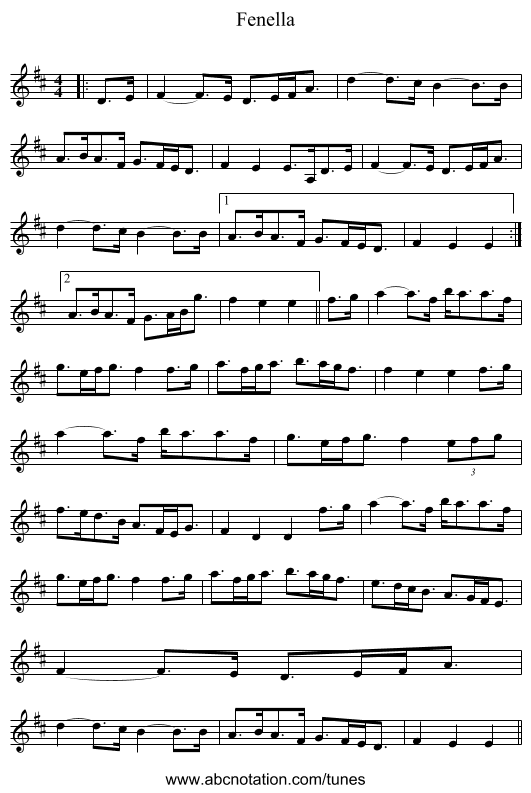 Fenella - staff notation