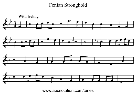Fenian Stronghold - staff notation
