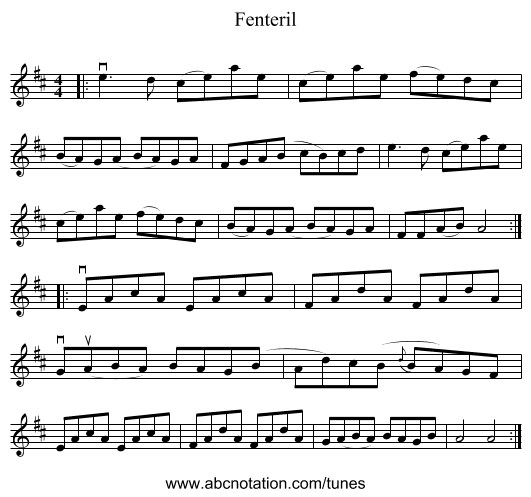 Fenteril - staff notation
