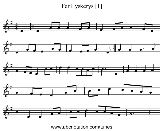 Fer Lyskerys [1] - staff notation