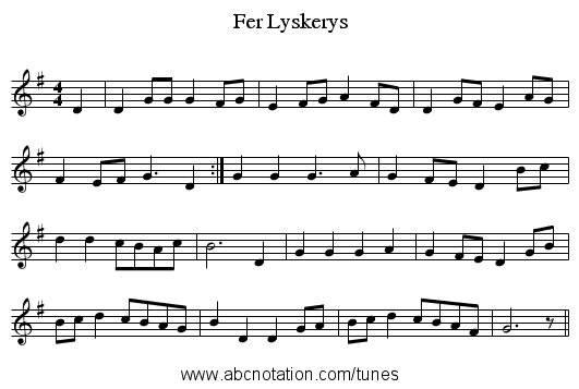 Fer Lyskerys - staff notation