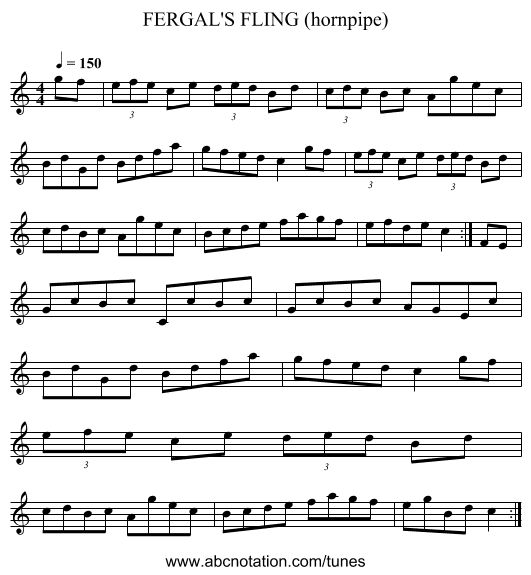 FERGAL'S FLING (hornpipe) - staff notation