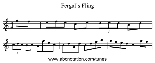 Fergal’s Fling - staff notation