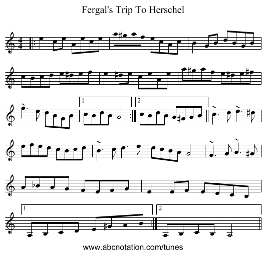 Fergal's Trip To Herschel - staff notation