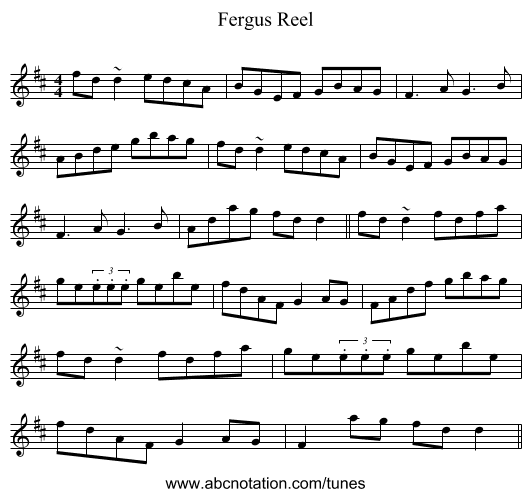 Fergus Reel - staff notation