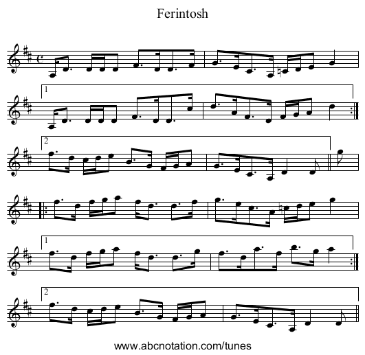 Ferintosh - staff notation