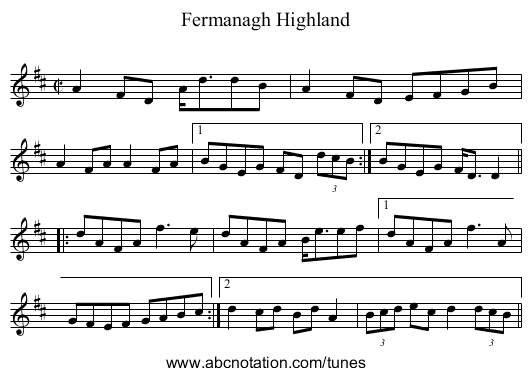 Fermanagh Highland - staff notation