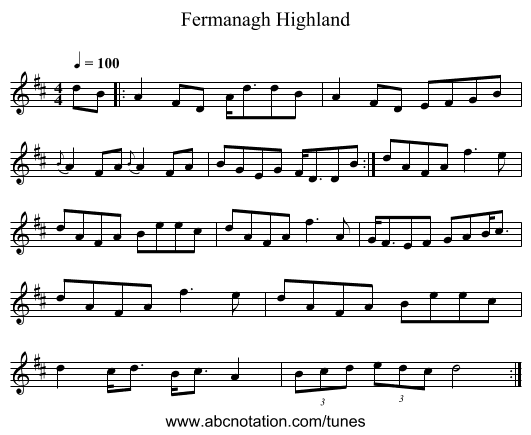 Fermanagh Highland - staff notation