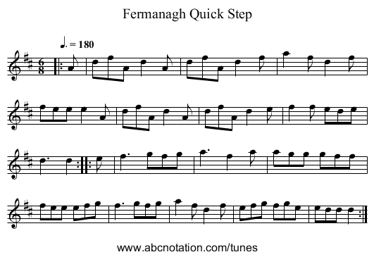 Fermanagh Quick Step - staff notation