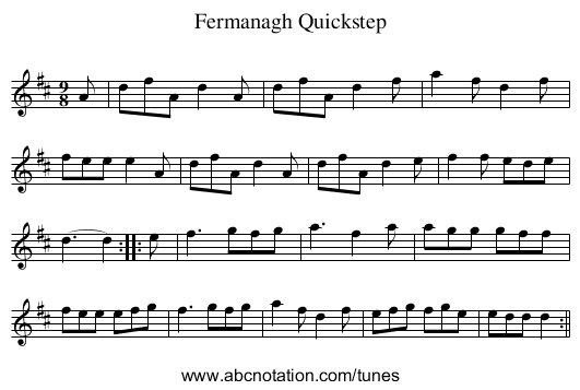 Fermanagh Quickstep - staff notation