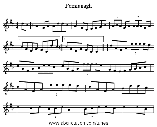 Fermanagh - staff notation
