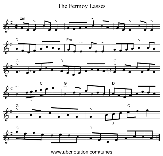 Fermoy Lasses, The - staff notation