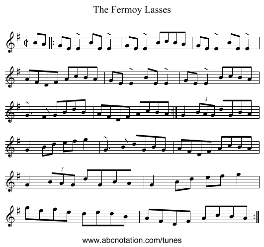 Fermoy Lasses, The - staff notation