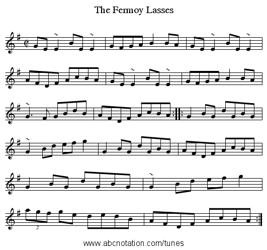 Fermoy Lasses, The - staff notation