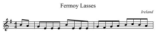 Fermoy Lasses - staff notation