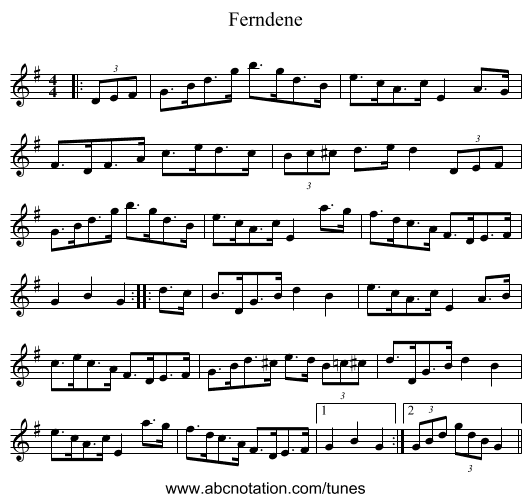 Ferndene - staff notation