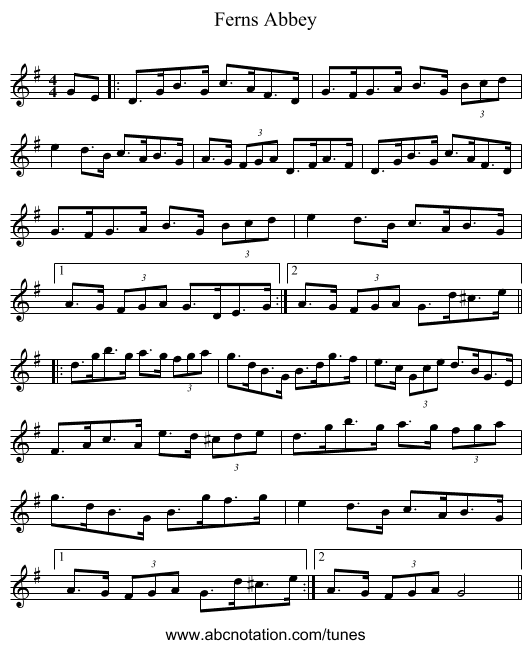 Ferns Abbey - staff notation