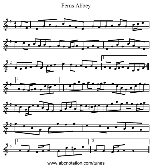 Ferns Abbey - staff notation