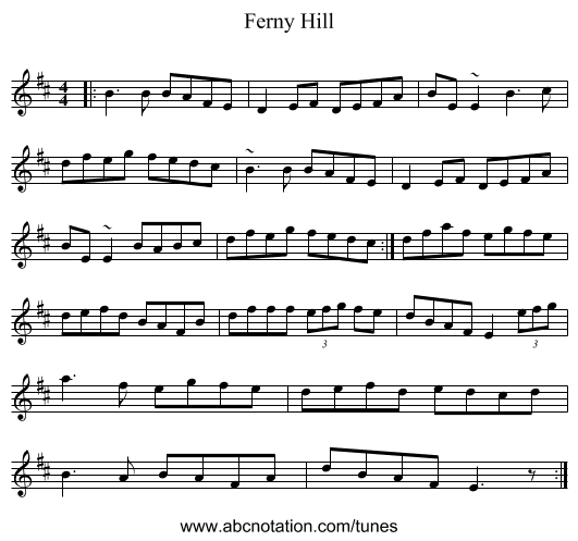 Ferny Hill - staff notation