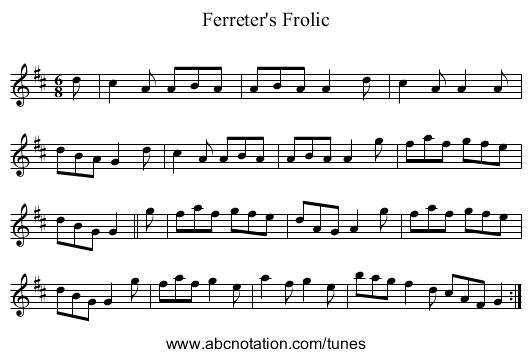 Ferreter's Frolic - staff notation