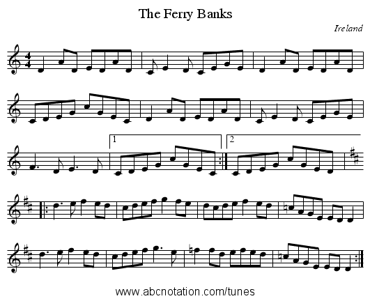 Ferry Banks, The - staff notation
