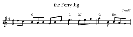 Ferry Jig, the  - staff notation