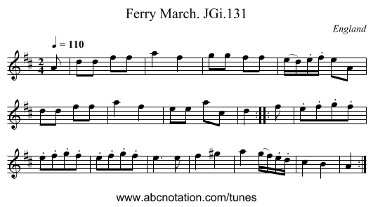 Ferry March. JGi.131 - staff notation