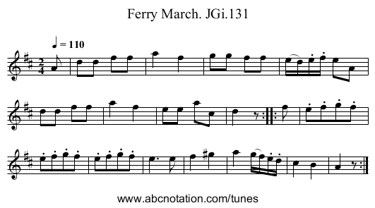 Ferry March. JGi.131 - staff notation