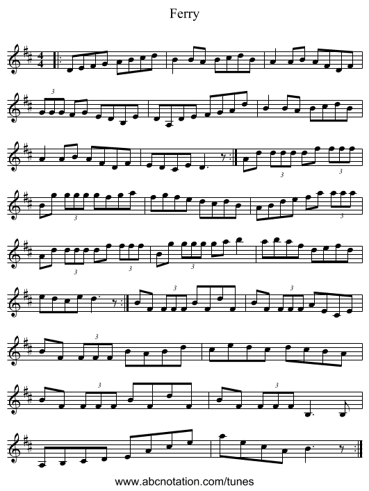 Ferry - staff notation