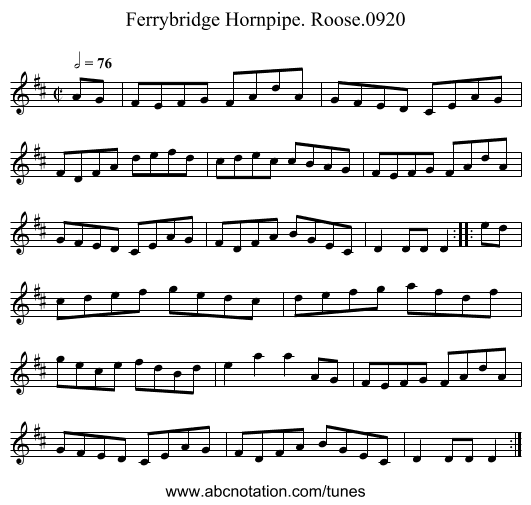 Ferrybridge Hornpipe. Roose.0920 - staff notation
